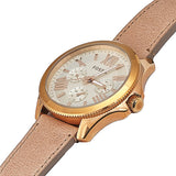 Fossil Cecile White Dial Beige Leather Strap Watch for Women - AM4532