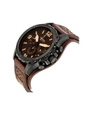 Fossil Nate Chronograph Brown Dial Brown Leather Strap Watch for Men - JR1511