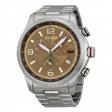 Gucci G Timeless Brown Dial Silver Steel Strap Watch For Men - YA126248