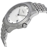 Gucci G Timeless Diamonds Silver Dial Silver Steel Strap Watch For Men - YA126404