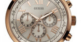 Guess Horizon Quartz Champagne Dial Brown Leather Strap Watch For Women - W0380G4