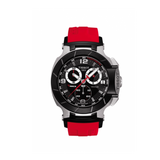 Tissot T Race Chronograph Black Dial Red Rubber Strap Watch for Men - T048.417.27.057.01