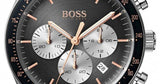 Hugo Boss Trophy Chronograph Grey Dial Silver Steel Strap Watch for Men - 1513634