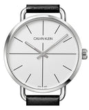 Calvin Klein Even Silver Dial Black Leather Strap Watch for Men - K7B211CY