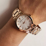 Burberry The City White Dial Rose Gold Steel Strap Watch for Women - BU9004