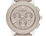 Burberry The City Chronograph Rose Gold Dial Beige Leather Strap Watch For Women - BU9702