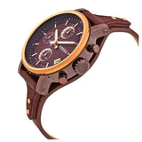 Fossil Original Boyfriend Sport Chronograph Maroon Dial Maroon Leather Strap Watch for Women - ES4114