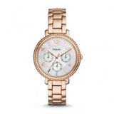 Fossil Jacqueline Multi Function Mother of Pearl Dial Rose Gold Steel Strap Watch for Women - ES3757