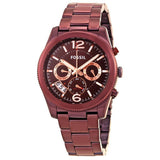 Fossil Perfect Boyfriend Multifunction Maroon Dial Maroon Steel Strap Watch for Women - ES4110