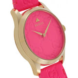 Gucci G Timeless Quartz Pink Dial Pink Leather Strap Watch For Women - YA1264115