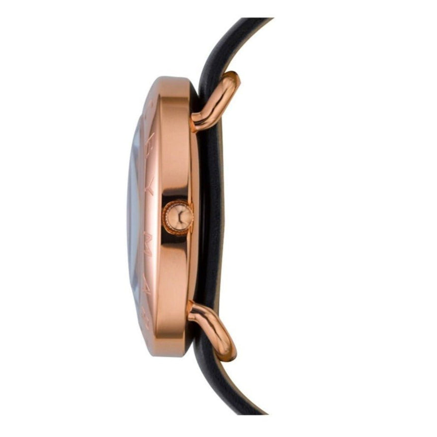 Marc Jacobs Amy Black Dial Black Leather Strap Watch for Women - MBM1225