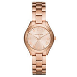 Michael Kors Mini Slim Runway Rose Gold Dial Rose Gold Steel Strap Watch For Women - MK3457