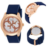 Guess G Twist White Dial Blue Silicone Strap Watch For Women - W0911L6