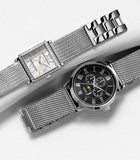 Guess Delancey Black Dial Silver Mesh Bracelet Watch for Men - W0871G1