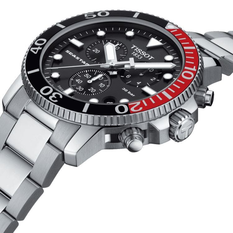 Tissot Seastar 1000 Chronograph Black Dial Silver Steel Strap Watch For Men - T120.417.11.051.01
