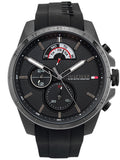 Tommy Hilfiger Decker Black Dial Black Rubber Strap Watch for Men - 1791352