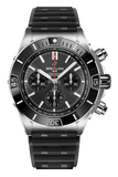 Breitling Super Chronomat B01 44 Black Dial Black Rubber Strap Watch for Men - AB0136251B2S1