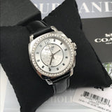 Coach Boyfriend Silver Dial Black Leather Strap Watch for Women - 14503152