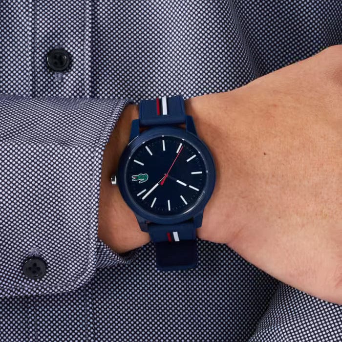 Lacoste 12.12 Blue Dial Two Tone Silicon Strap Watch for Men - 2011070