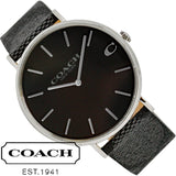 Coach Charles Black Dial Black Leather Strap Watch for Men - 14602157