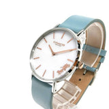 Coach Perry Mother of Pearl White Dial Blue Leather Strap Watch for Women - 14503271