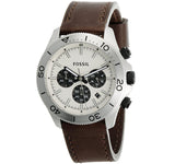 Fossil Retro Traveler Chronograph White Dial Brown Leather Strap Watch for Men - CH2886