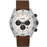 Fossil Retro Traveler Chronograph White Dial Brown Leather Strap Watch for Men - CH2886