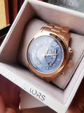 Michael Kors Runway Stop Hunger Quartz Blue Dial Rose Gold Steel Strap Watch For Men - MK8358