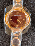 Swarovski Crystal Flower Red Dial Rose Gold Steel Strap Watch for Women - 5552783