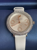 Swarovski Crystal Frost Silver Dial White Leather Strap Watch for Women - 5484070