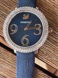 Swarovski Crystal Frost Blue Dial Blue Leather Strap Watch for Women - 5484061