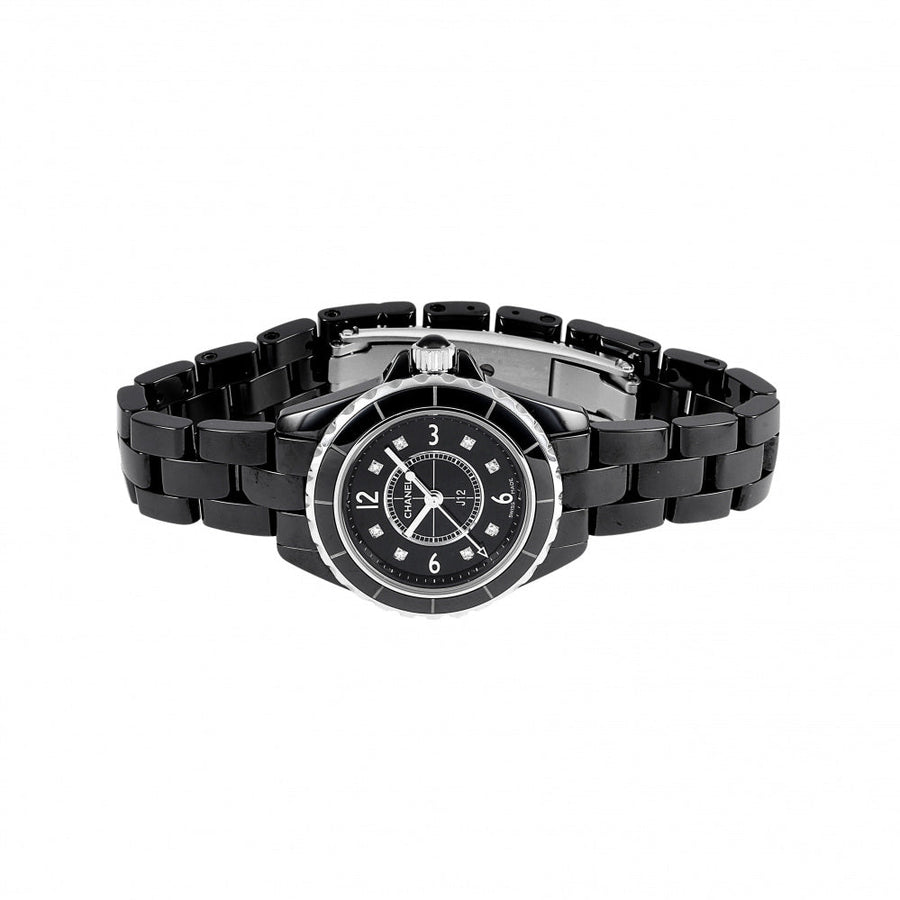 Chanel J12 Diamonds Black Dial Black Steel Strap Watch for Women - J12 H2569