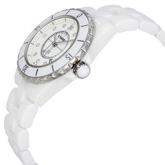 Chanel J12 Diamonds Ceramic White Dial White Steel Strap Watch for Women - J12 H1628