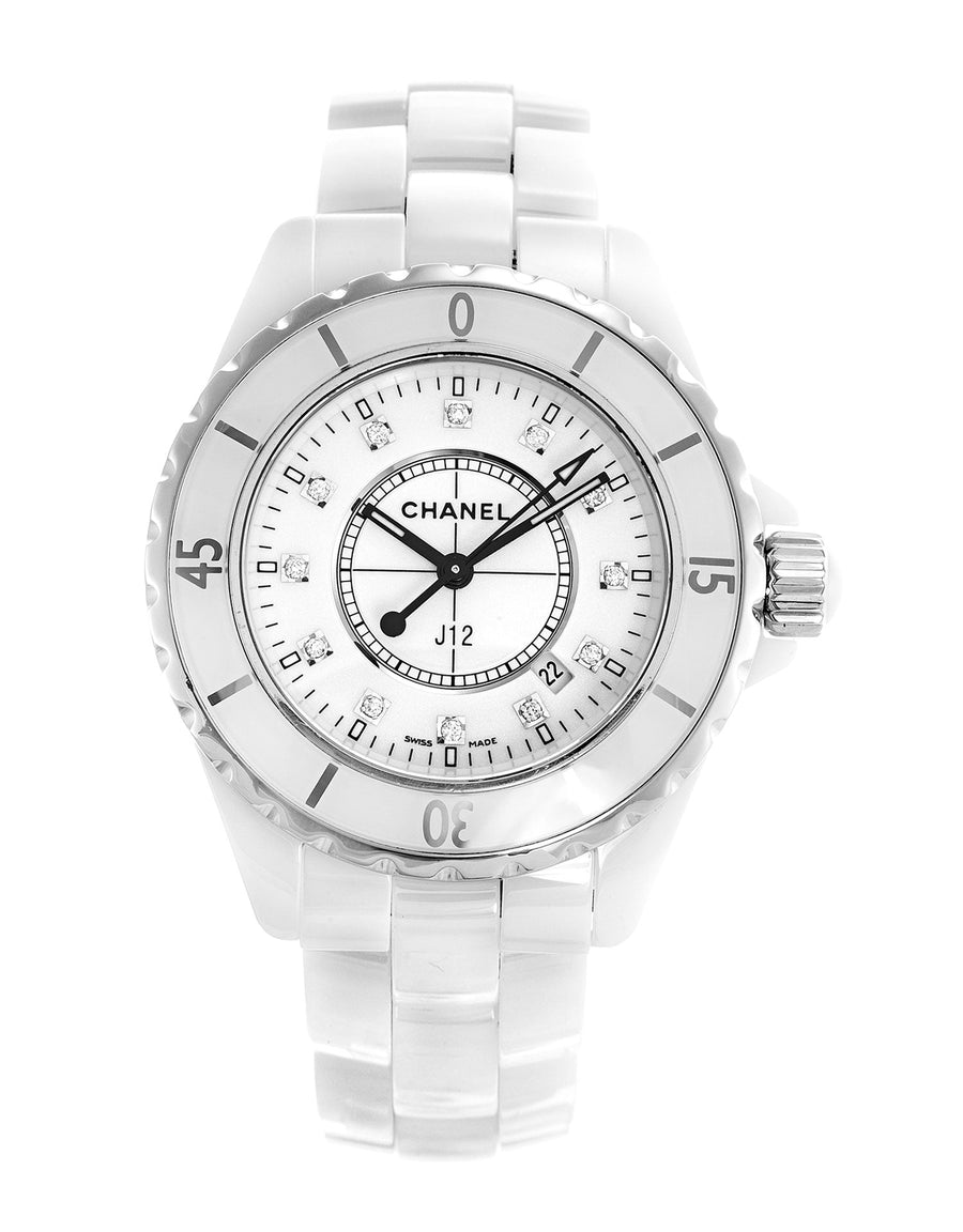 Chanel J12 Diamonds Ceramic White Dial White Steel Strap Watch for Women - J12 H1628