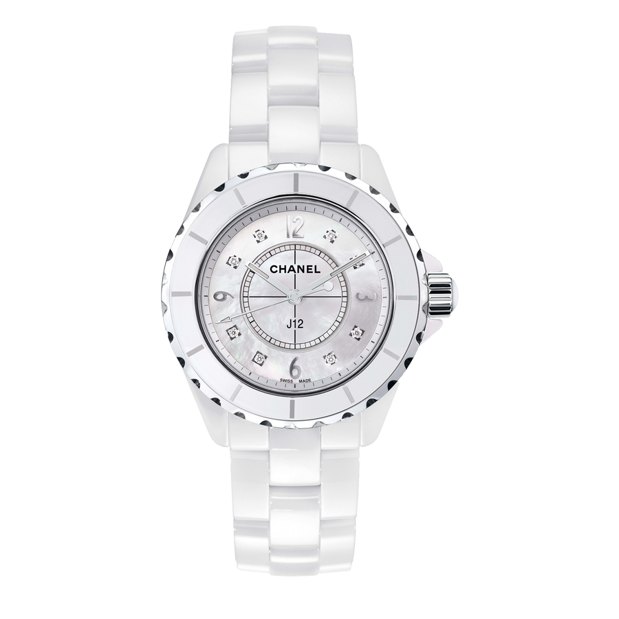 Chanel J12 Diamonds Quartz Ceramic White Dial White Steel Strap Watch for Women - J12 H2422