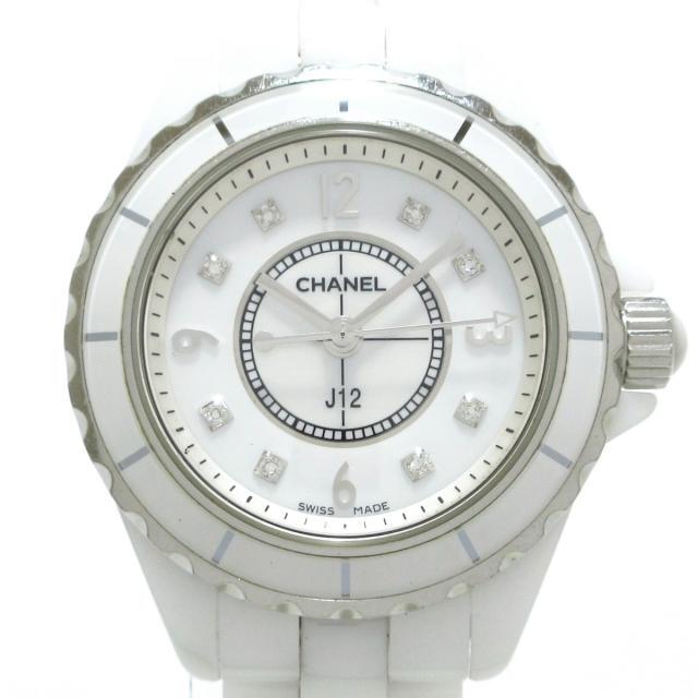 Chanel J12 Diamonds Quartz Mother of Pearl White Dial White Steel Strap Watch for Women - J12 H2570