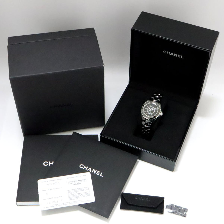 Chanel J12 Quartz Ceramic Black Dial Black Steel Strap Watch for Women - J12 H0682