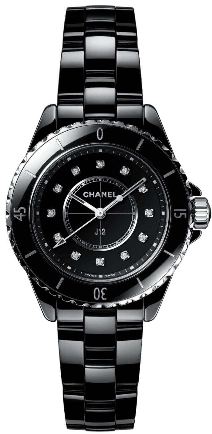 Chanel J12 Quartz Diamonds Black Dial Black Steel Strap Watch for Women - J12 H5701