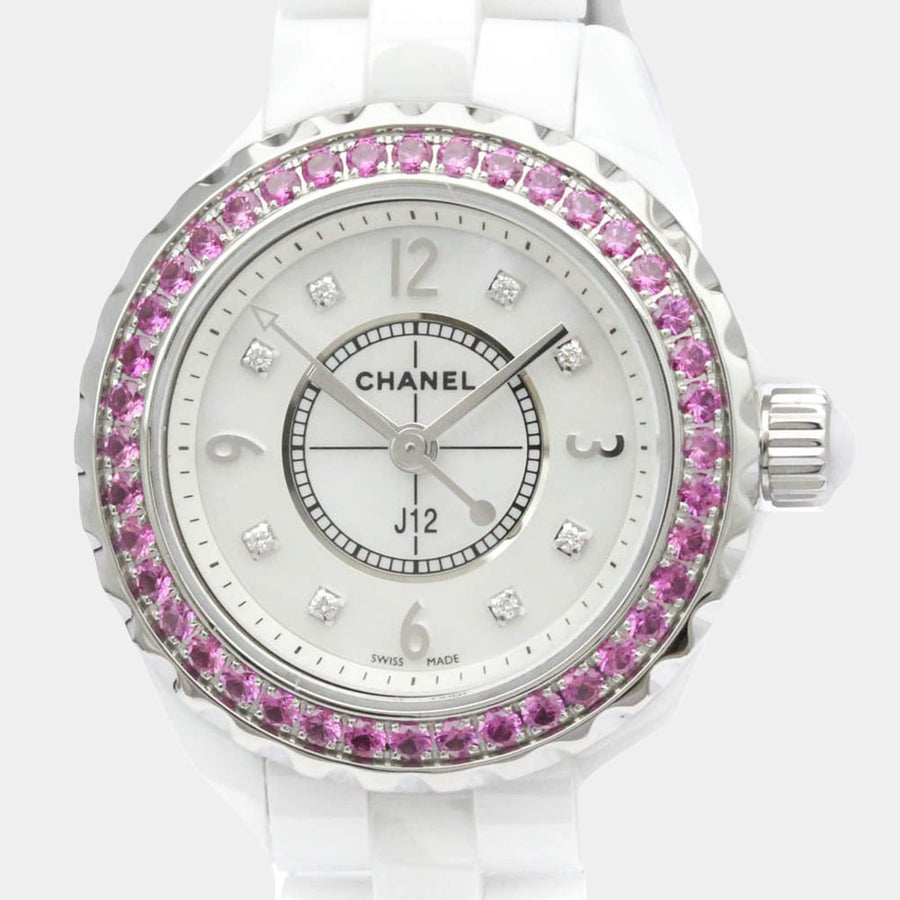 Chanel J12 Quartz Diamonds Mother of Pearl White Dial White Steel Strap Watch for Women - J12 H3243