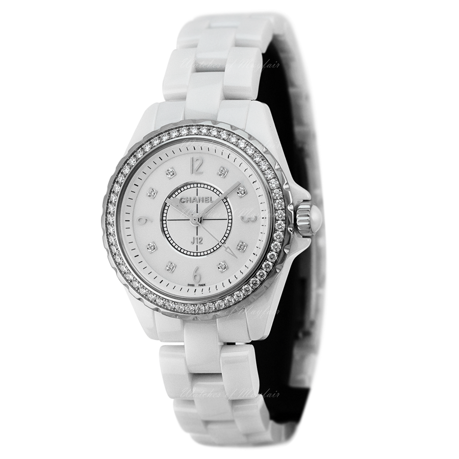 Chanel J12 Quartz Diamonds White Dial White Steel Strap Watch for Women - J12 H3110