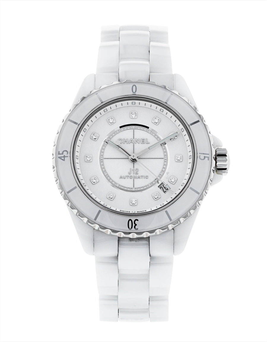 Chanel J12 Quartz Diamonds White Dial White Steel Strap Watch for Women - J12 H5703