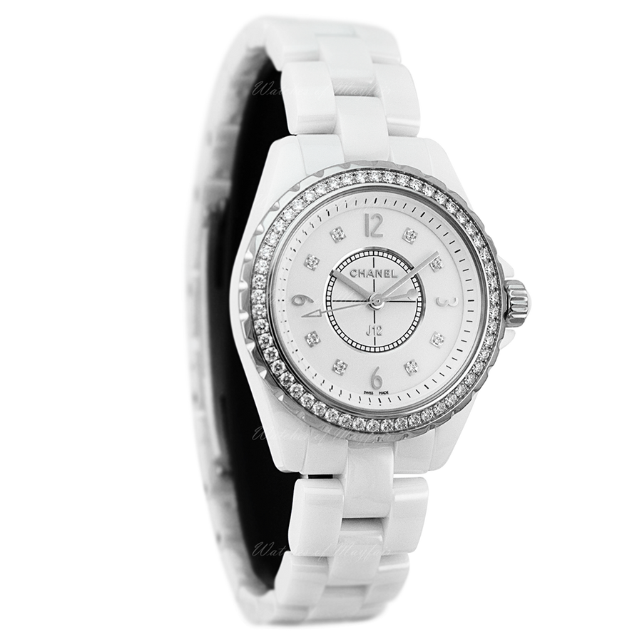 Chanel J12 Quartz Diamonds White Dial White Steel Strap Watch for Women - J12 H3110