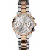 Guess Mini Sunrise Analog Silver Dial Two Tone Steel Strap Watch For Women - W0448L4