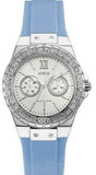 Guess Limelight Crystals White Dial Blue Rubber Strap Watch for Women - W1053L5