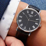 Tissot Everytime Medium Black Dial Black Leather Strap Watch For Men - T109.410.16.053.00