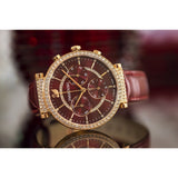 Swarovski Passage Chrono Red Dial Red Leather Strap Watch for Women - 5580345