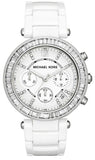 Michael Kors Parker White Dial White Leather Strap Watch for Women - MK5848