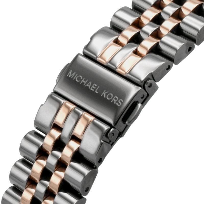 Michael Kors Lexington Chronograph Black Dial Two Tone Steel Strap Watch for Men - MK8561