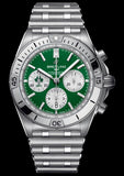 Breitling Chronomat B01 42 Six Nations Ireland Green Dial Silver Steel Strap Watch for Men - AB0134A91L1A1