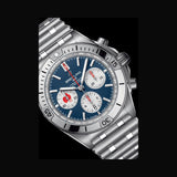 Breitling Chronomat B01 42 Six Nations France Blue Dial Silver Steel Strap Watch for Men - AB0134A81C1A1